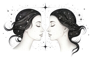 Canvas Print - PNG Gemini drawing sketch adult.