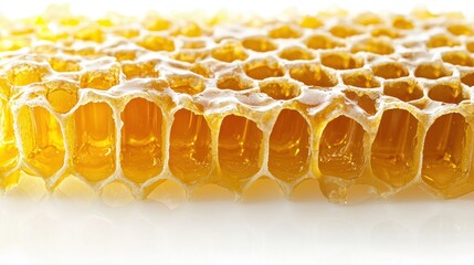 Poster - Close-Up Shot of Honeycomb Cells Highlighting Intricate Structure and Natural Texture