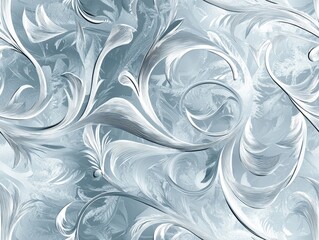 Poster - Elegant Swirling Ice Crystals in a Delicate Frosted Design Featuring Exquisite Patterns and Graceful Curves