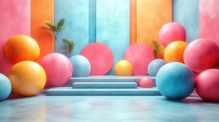 Poster - abstract 3d render background with geometric shapes modern graphic desig
