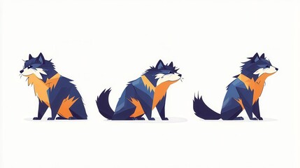 Poster - Cute Collection of Geometric Wolverine Clip Art Illustration in Vibrant Colors for Creative Projects and Design Use
