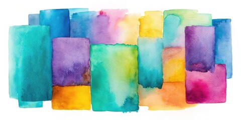Aufkleber - Abstract Watercolor Background with Vibrant Hues and Layered Rectangles