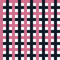 Wall Mural - Gingham seamless pattern.Checkered tartan plaid repeat pattern in black pink white.Geometric vector illustration background wallpaper.