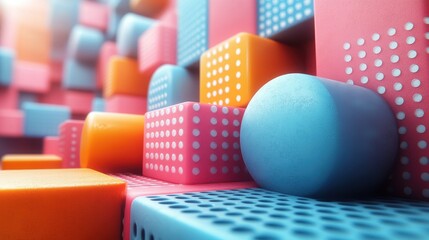 Poster - abstract 3d render colorful geometric composition background desig