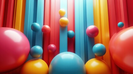 Poster - abstract 3d render colorful geometric composition background desig