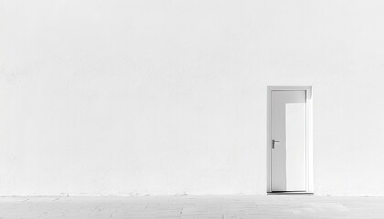 Poster - Minimalist Architectural Design Featuring a Single Door Against a Monochromatic Wall in a Contemporary Setting