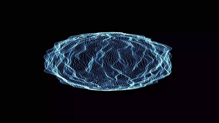 Poster - Circle Wave Surface Pattern. Abstract sphere, dots and lines connected to the grid. 3D illustration