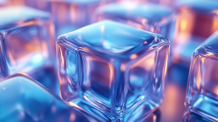 Poster - abstract 3d render rotating glass blocks seamless looped vide