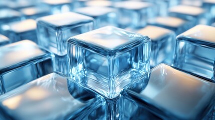 Poster - abstract animation 3d render geometric composition of glass blocks seamless looped video