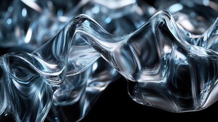 Poster - abstract animation 3d render of rotating glass shapes on black background seamless looped vide
