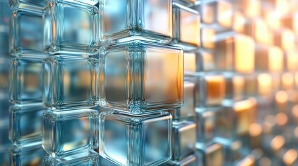 Poster - abstract animation 3d render of rotating glass squares seamless looped vide
