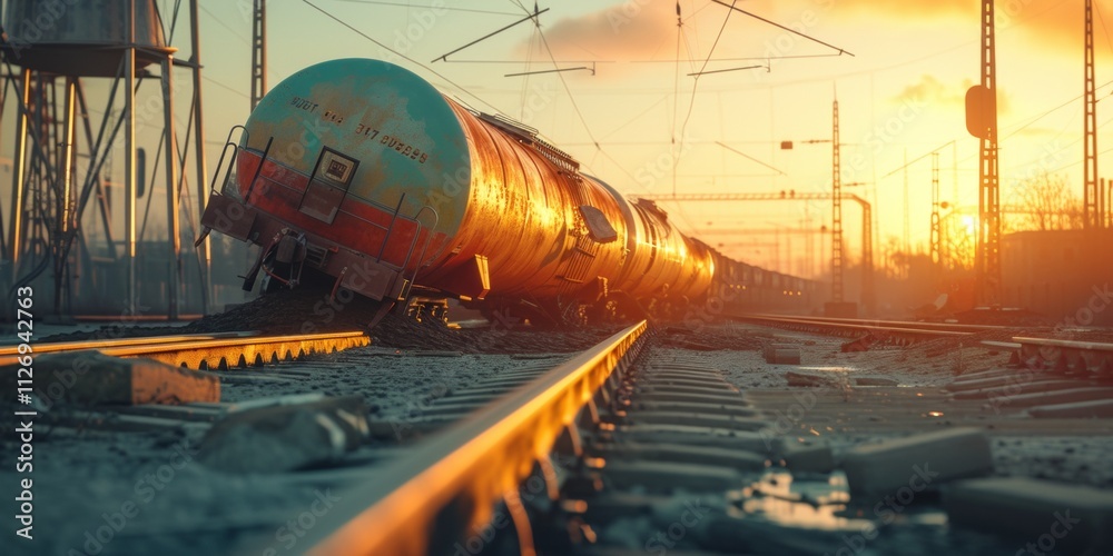 Accident on the railway tracks, the train went off the rails, tragedy ...