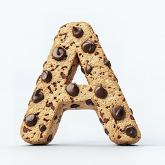 Wall Mural - A cookie shaped letter A with chocolate chips