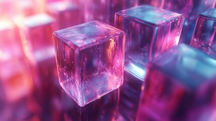 Poster - abstract animation minimalist background with rotating glass cubes seamless looping video 3d rende