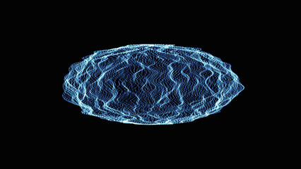 Poster - Circle Wave Surface Pattern. Abstract sphere, dots and lines connected to the grid. 3D illustration