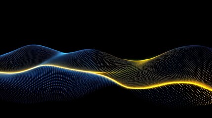 Wall Mural - abstract wave design with blue and yellow colors on a black background.