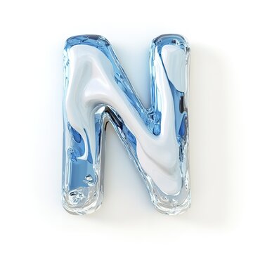 The letter N is made of water and he is floating in the air