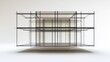 © BerkahStock - A transparent geometric structure with intersecting lines and shelves, suggesting modern design.