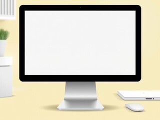 Poster - Realistic computer screen illustration with blank display, digital, design, technology