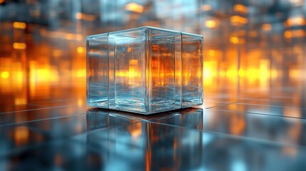 Poster - abstract background glass cube 3d rende