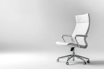 Poster - A white office chair with a black frame sits on a white background