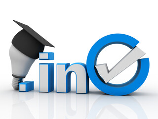 Poster - 3d rendering dot in near graduate cap in CFL bulb