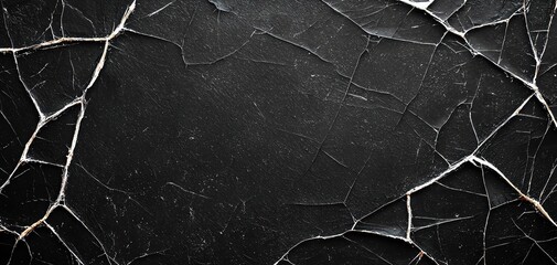 Poster - A textured black surface with fine cracks creating a dramatic visual effect.