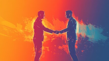 Poster - Business professionals collaborating over a glowing digital interface, symbolizing streamlined processes through technology.