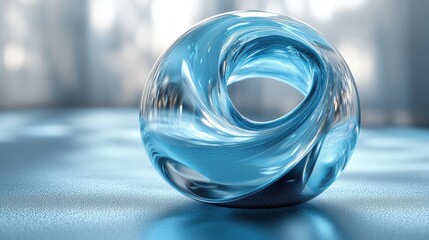 Poster - abstract glass shape on light background 3d rende