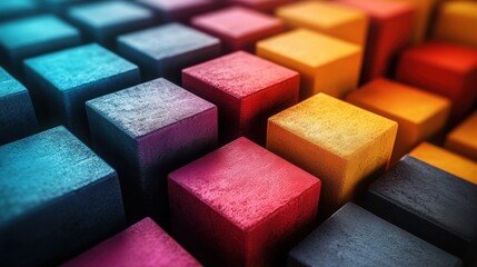 Poster - connected colorful cubes 3d rende