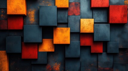 Poster - illustration of abstract texture with squar