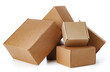 © fotofabrika - Stacked brown cardboard boxes in various sizes arranged on a white background