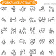 © Bappaditya Roy - Workplace Activities Icons Depicting Office Tasks, Teamwork, and Collaboration