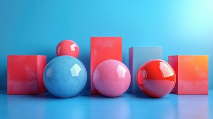 Poster - set of abstract shapes 3d rende