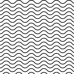 Wall Mural - black wave repeat pattern.seamless pattern of curve wavy line isolated on white background.sea waves