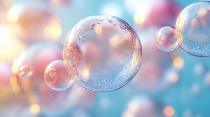 Poster - set of liquid bubbles 3d rende