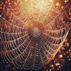 Wall Mural - Spider Web Fine glistening threads with dew drops creating a spa