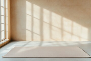 Aufkleber - Empty yoga or meditation room with sunlight casting window shadows on wall