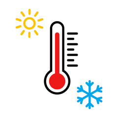 Wall Mural - thermometer with sun and snowflake icon
