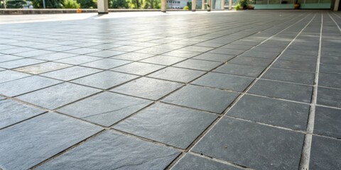 Leinwandbilder - A perspective shot of a tiled floor, showcasing the intricate pattern and subtle texture of the individual tiles, capturing the interplay of light and shadow across the surface.