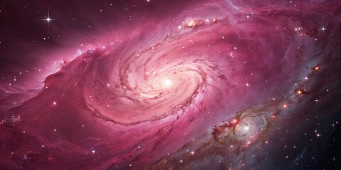 Wall Mural - a swirling cosmic ballet of vibrant pink and white hues, where celestial bodies ignite the void with