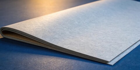 Poster - A Stack of Smooth Paper Sheets Laying on a Blue Surface with a Soft Light Source Above