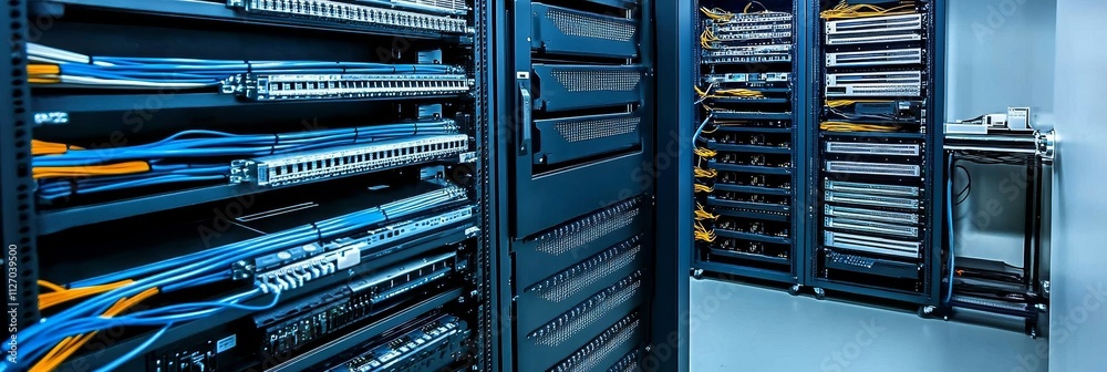 Data Center Server Room Rackmount Servers, Network Cables, IT ...
