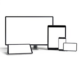 Wall Mural - A mockup of isolated electronic devices including smartphones, tablets, and laptops, modern, devices, presentation