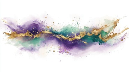 Wall Mural - Ethereal Gold and Purple Watercolor Swirl for Artistic Backgrounds
