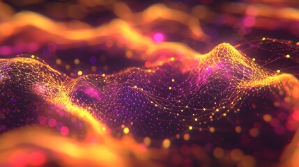 Poster - A 3D rendering of glowing points, connected by smooth translucent lines, arranged in a symmetrical web that symbolizes seamless interaction.
