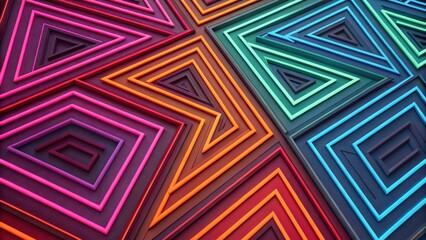 Poster - A symphony of geometric shapes, vibrant colors, and subtle depth creates a captivating visual experience.