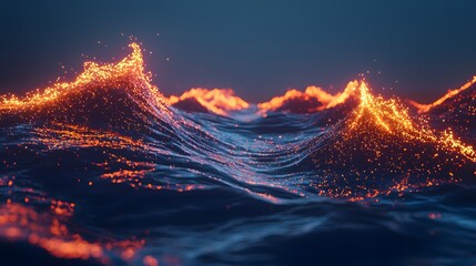 Poster - A vibrant design of glowing waves overlapping and blending into each other, creating a seamless abstract canvas.