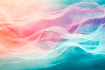 Poster - Abstract landscape with soft flowing shapes, pastel gradients, glowing ambient light, soothing wave-like patterns, and a tranquil atmosphere; perfect for meditation spaces or wellness themes