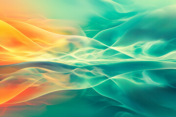 Poster - Abstract landscape with soft flowing shapes, pastel gradients, glowing ambient light, soothing wave-like patterns, and a tranquil atmosphere; perfect for meditation spaces or wellness themes